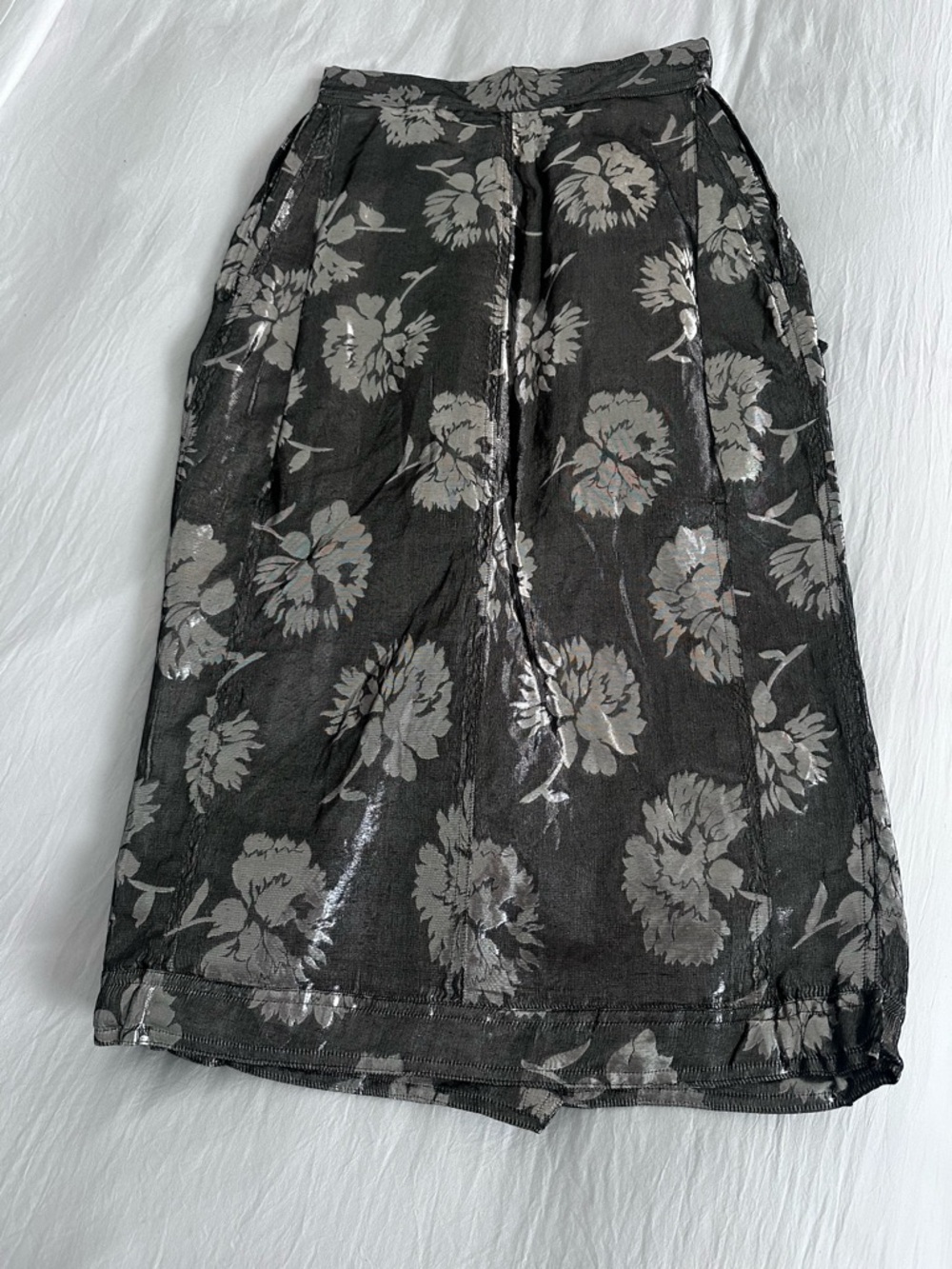 Dolce & Gabbana Metallic Silver and Cream Floral Midi Skirt - Picture 4 of 7